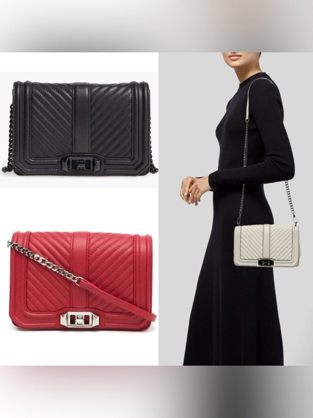 REBECCA MINKOFF | Chevron Quilted Love Leather crossbody purse handbag *3 COLORS